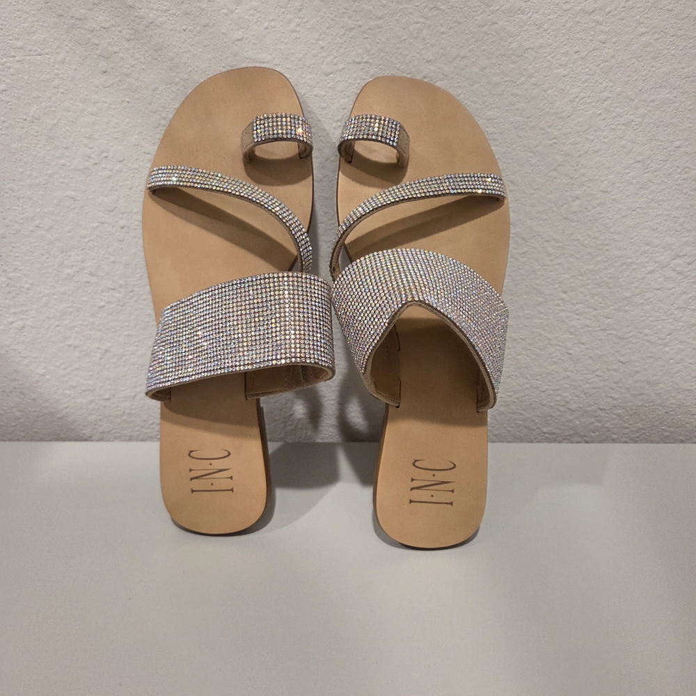 INC International Concepts Women's Sparkling Sandals - Tan Size 8m